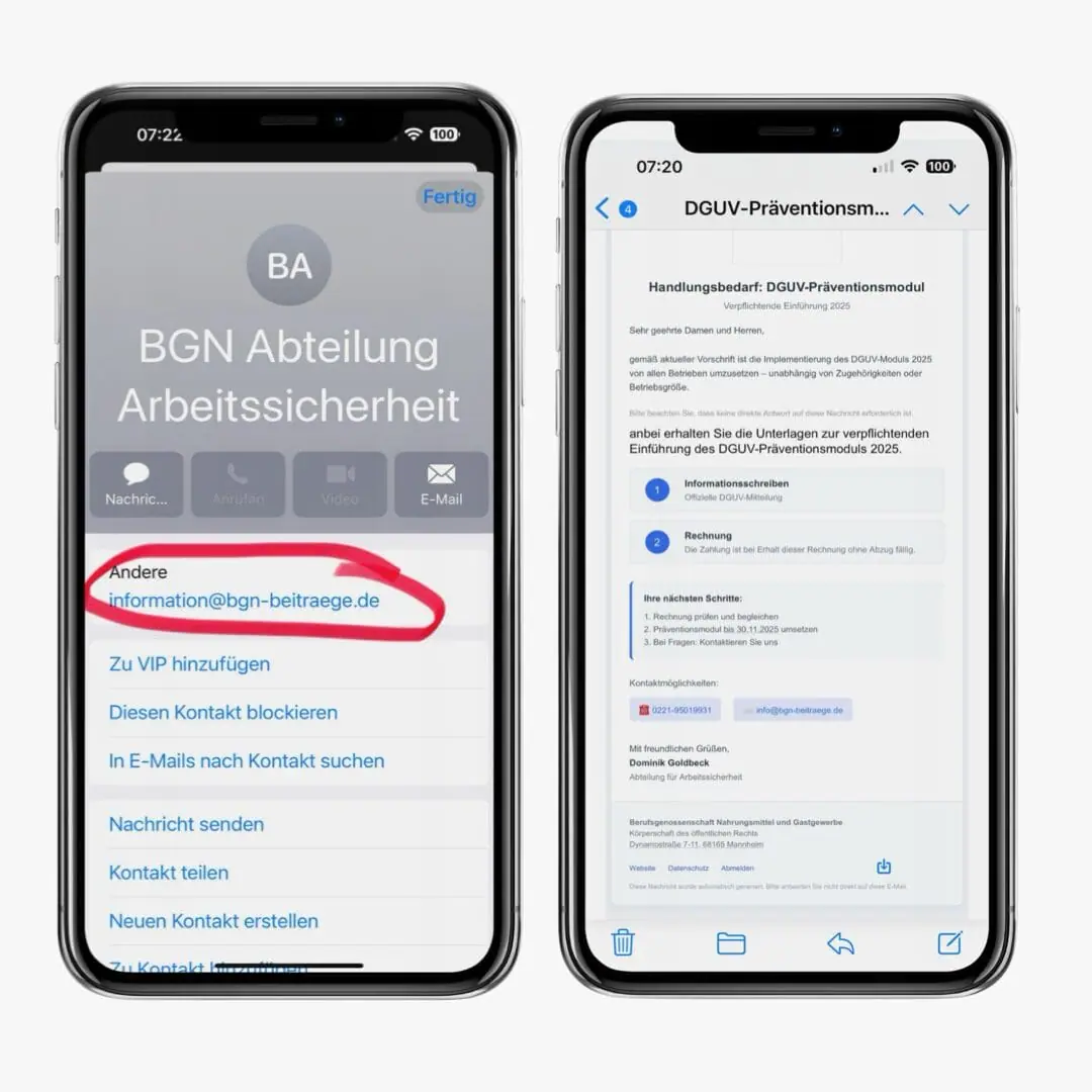 Screenshot der gefälschten BGN-Mail